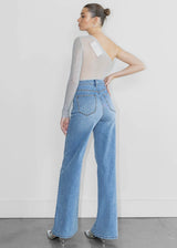 Vibrant Studded Wide Leg Denim Blue Wash