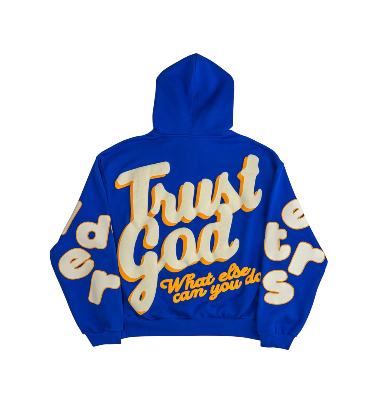 Red Letters Trust God Blue Hoodie