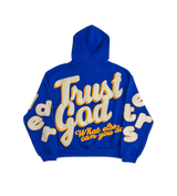 Red Letters Trust God Blue Hoodie