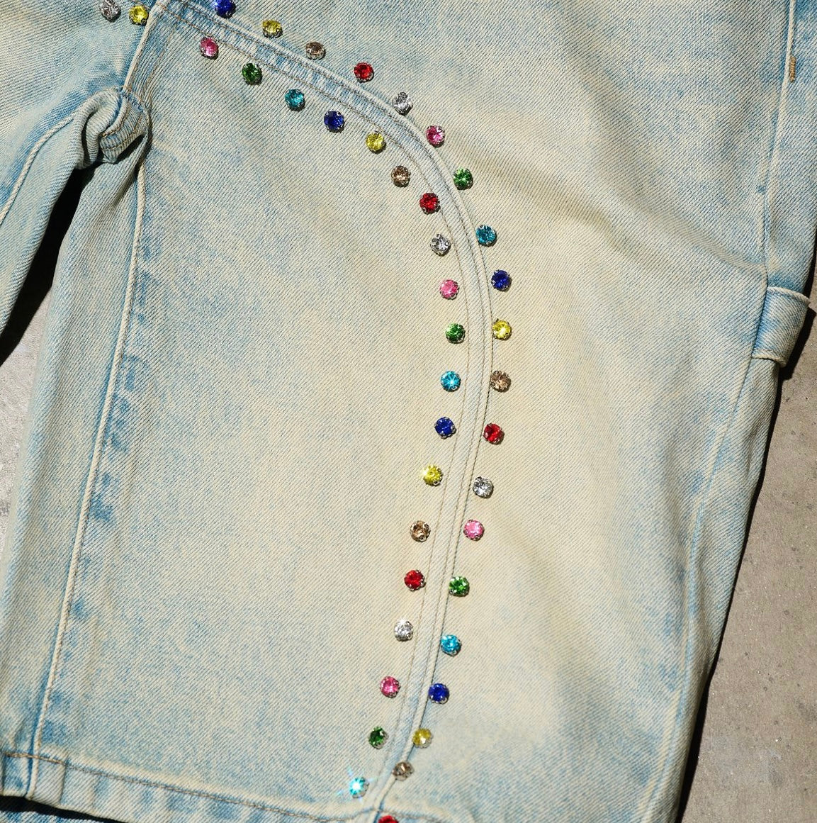 DUAA Skittles Rhinestone Shorts