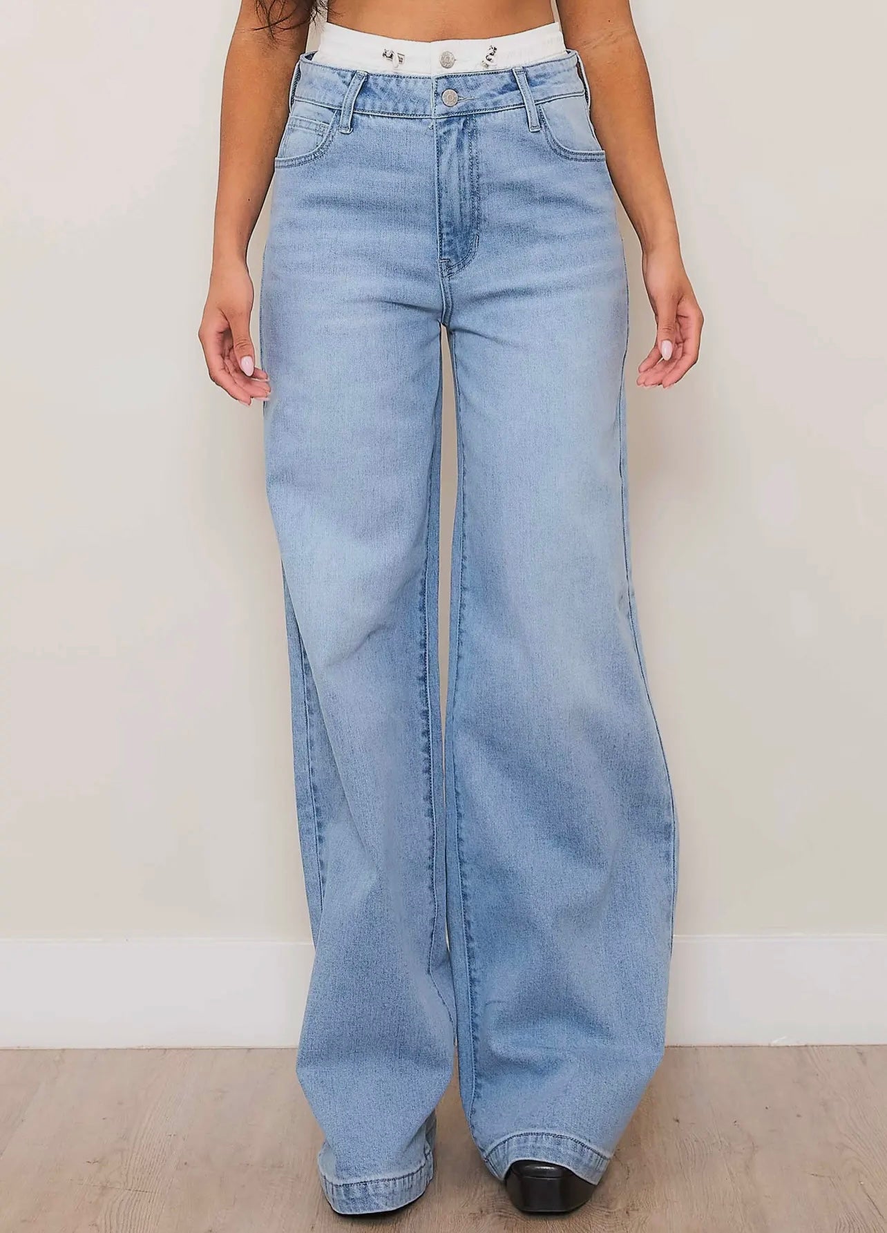 Double Layer High Rise Jeans Vibrant MIU