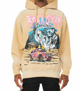 Rockstar Distressed Cold Heart Tan Hoodie