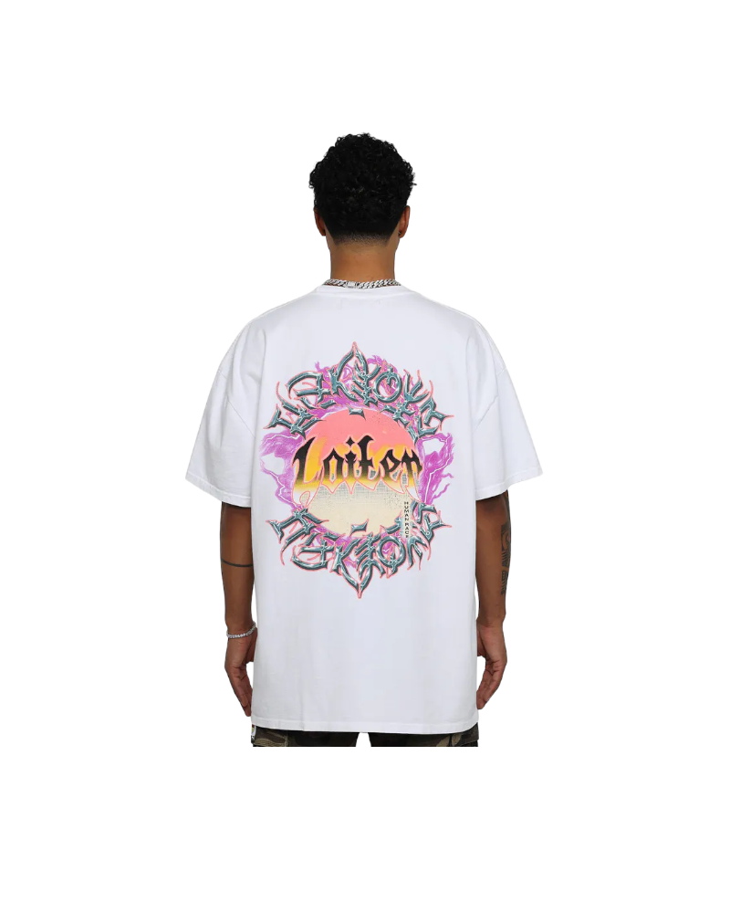 Loiter Acid Wash White Logo Tee