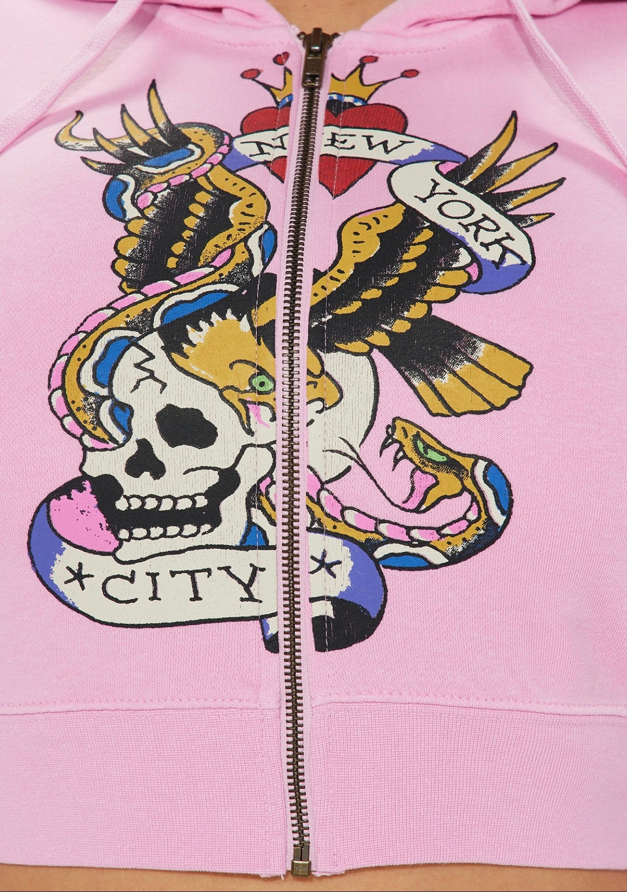 Ed Hardy Pink Crop Eagle Hoodie