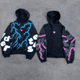 Red Letters Chain Hoodie Black
