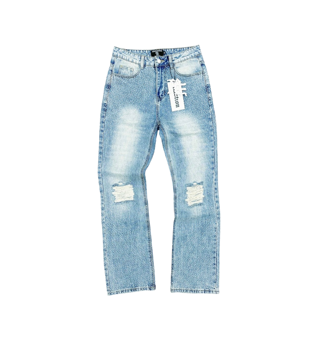 Mixed Emotions Flooded Rhinestone Jeans