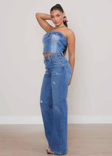 Vibrant Venessa Blue Straight Jeans