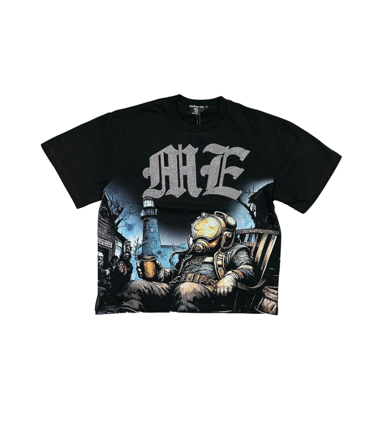 Mixed Emotion Black Astronaut Rhinestone Tee
