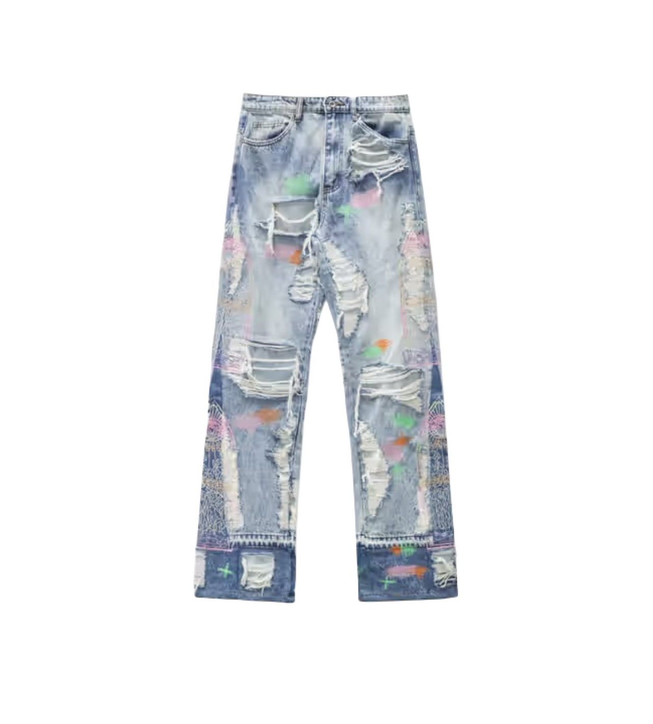 WDW Jeans Multi Color Lignt Wash 34 Waist