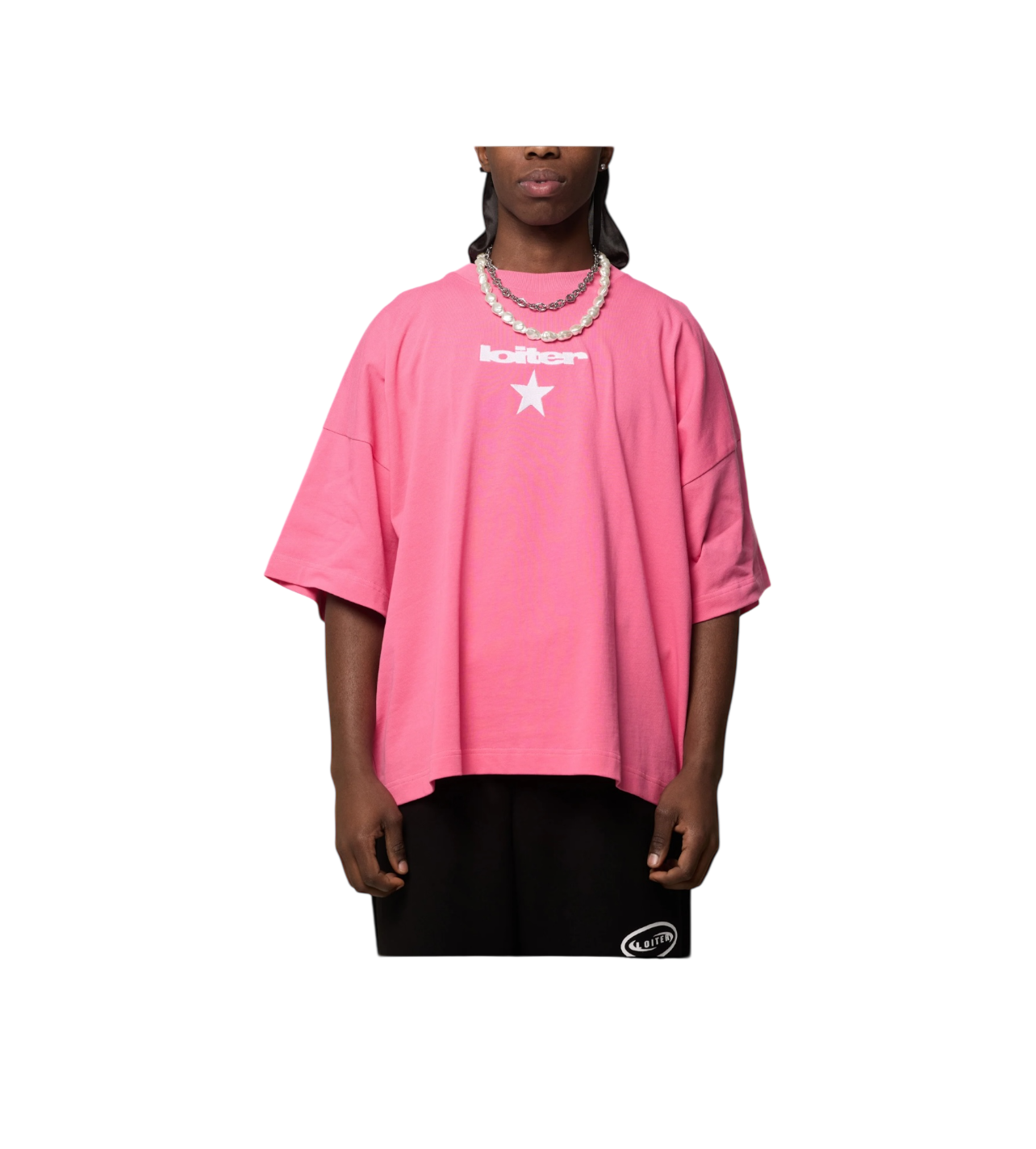 Loiter Pink Boxy Fit SpellOut Tee