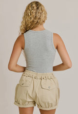 Lelis Ribbed Tank Bodysuit Heather Gray