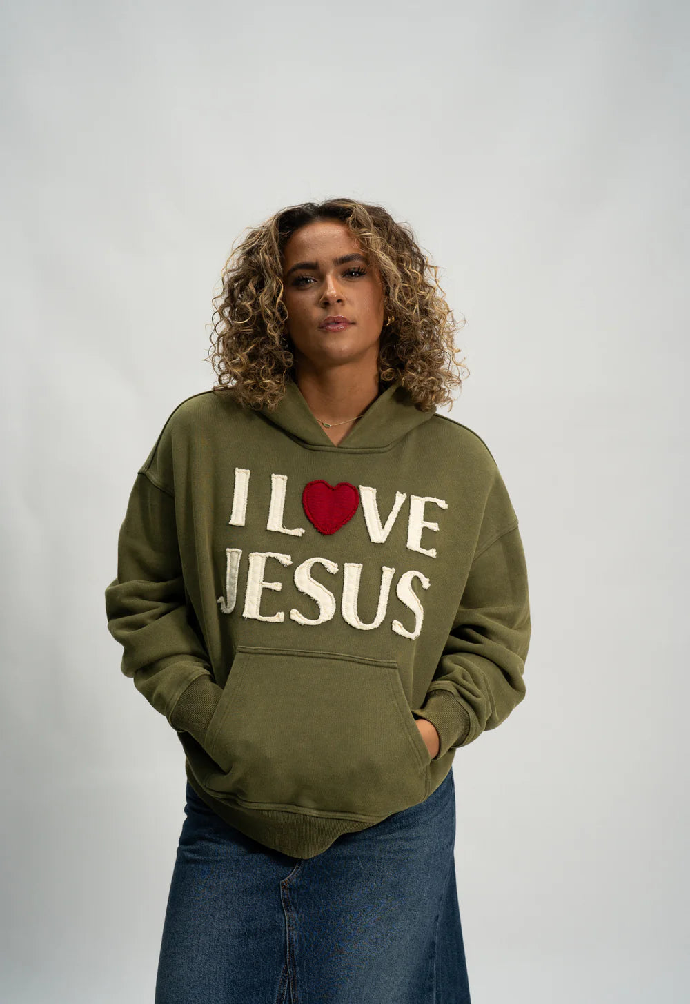 God In You I Love Jesus Hoodie Olive Green