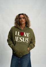 God In You I Love Jesus Hoodie Olive Green
