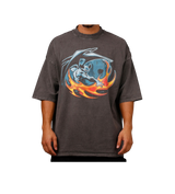 Loiter Acid Wash Anime Winged Tee