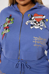 Ed Hardy Light Blue Love Kills Zip