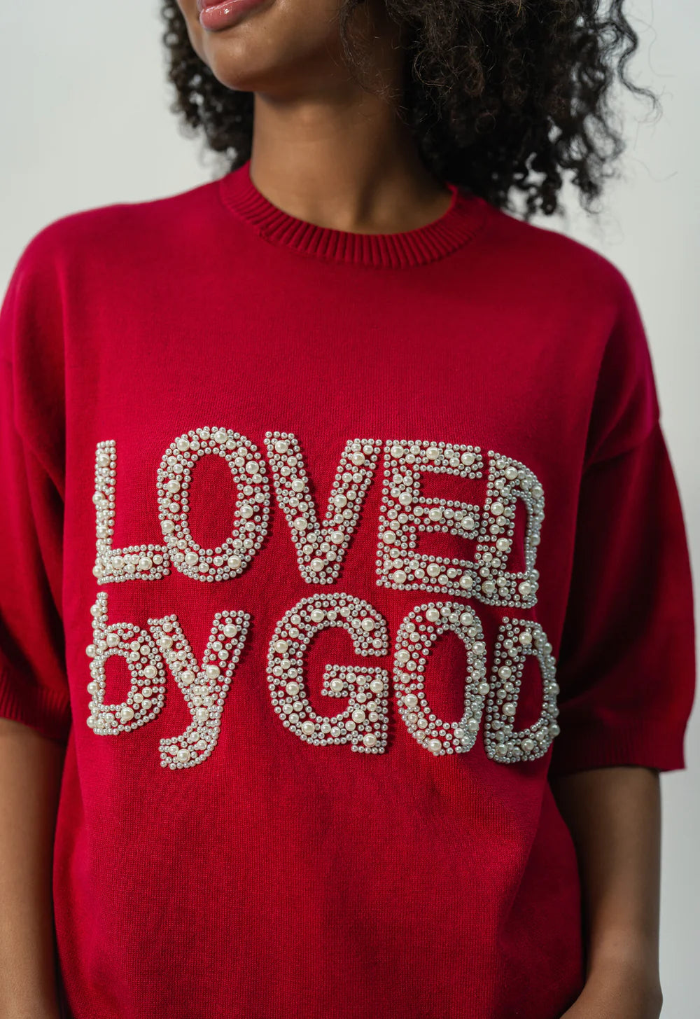 God In You “Loved” Knit Tee Red