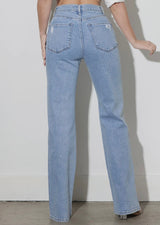 Vibrant Subtle Distress Straight Leg Jeans