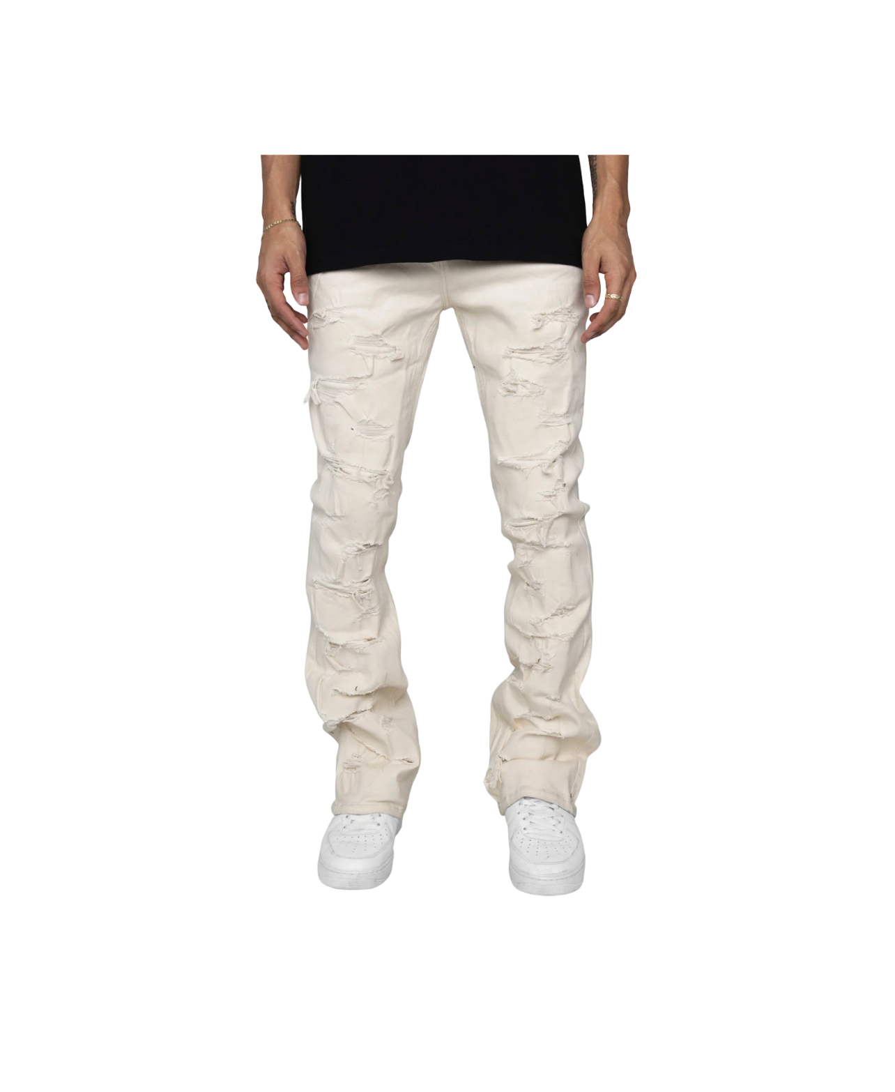 EPTM Cream Denim Ripped Jean