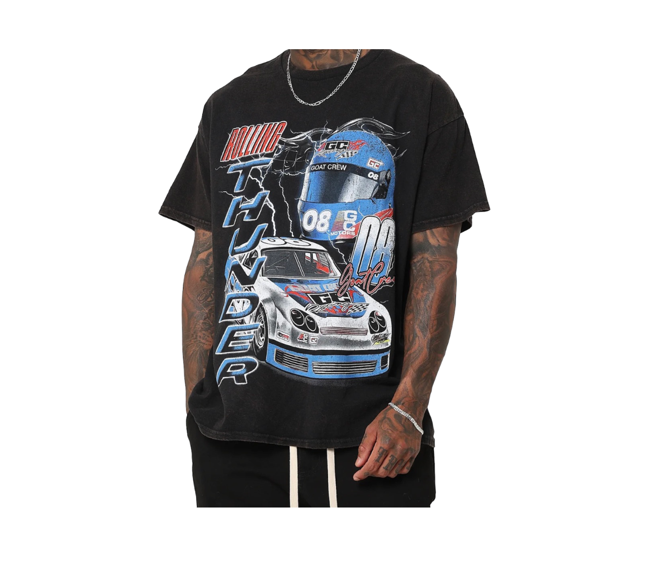Goat Thunder Nascar Tee Black