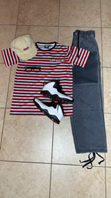 4.0 Streetwear Co Striped Tee Red