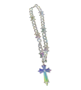 Iridescent Large Cross Necklace