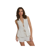 Le Lis White Blazer With Pintuck Shorts Set