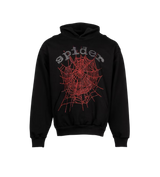 Sp5der Worldwide OG Rhinestone Hoodie Black V1