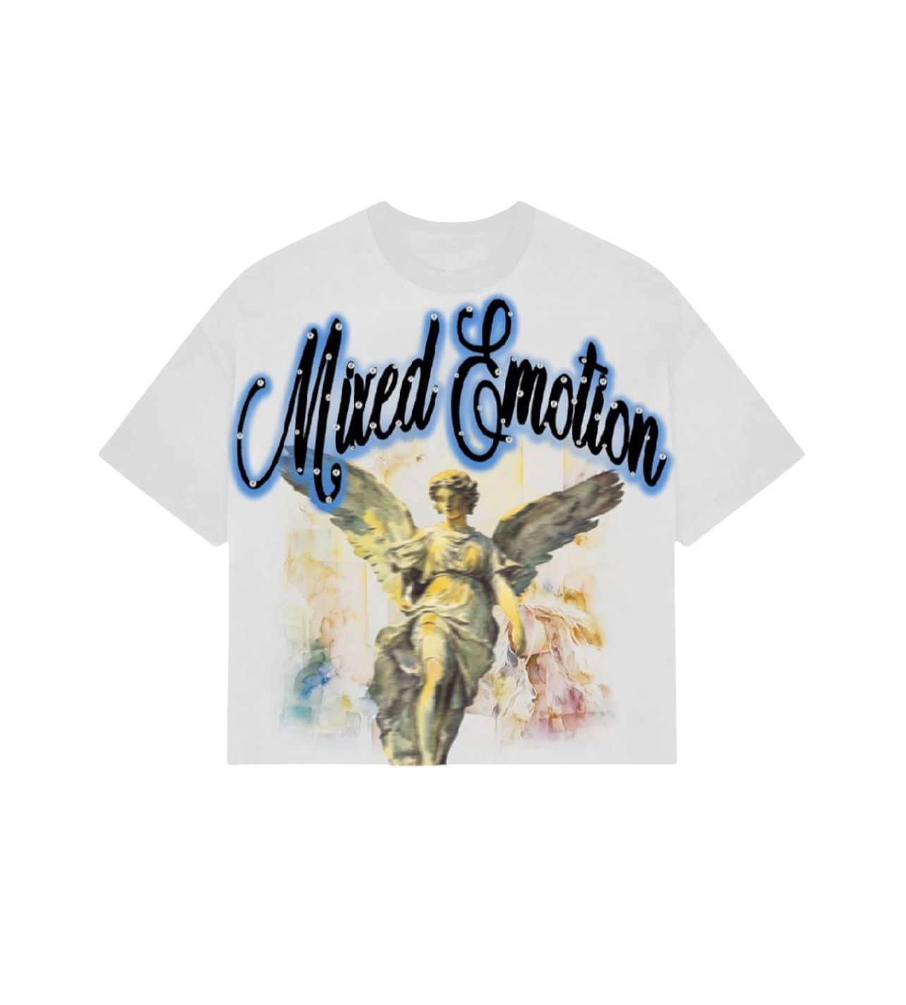 Mixed Emotions Cropped Angel Tee White