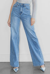Vibrant Studded Wide Leg Denim Blue Wash