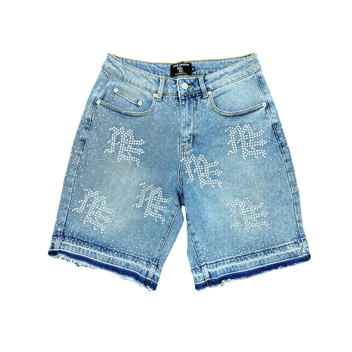 Mixed Emotions “Rhinestone” Shorts Blue