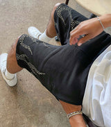 EPTM Rhinestone Flame Shorts