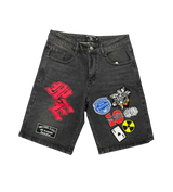Mixed Emotions Patchwork Jean Shorts Black