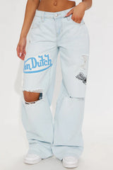 Von Dutch Wide Patch Light Denim