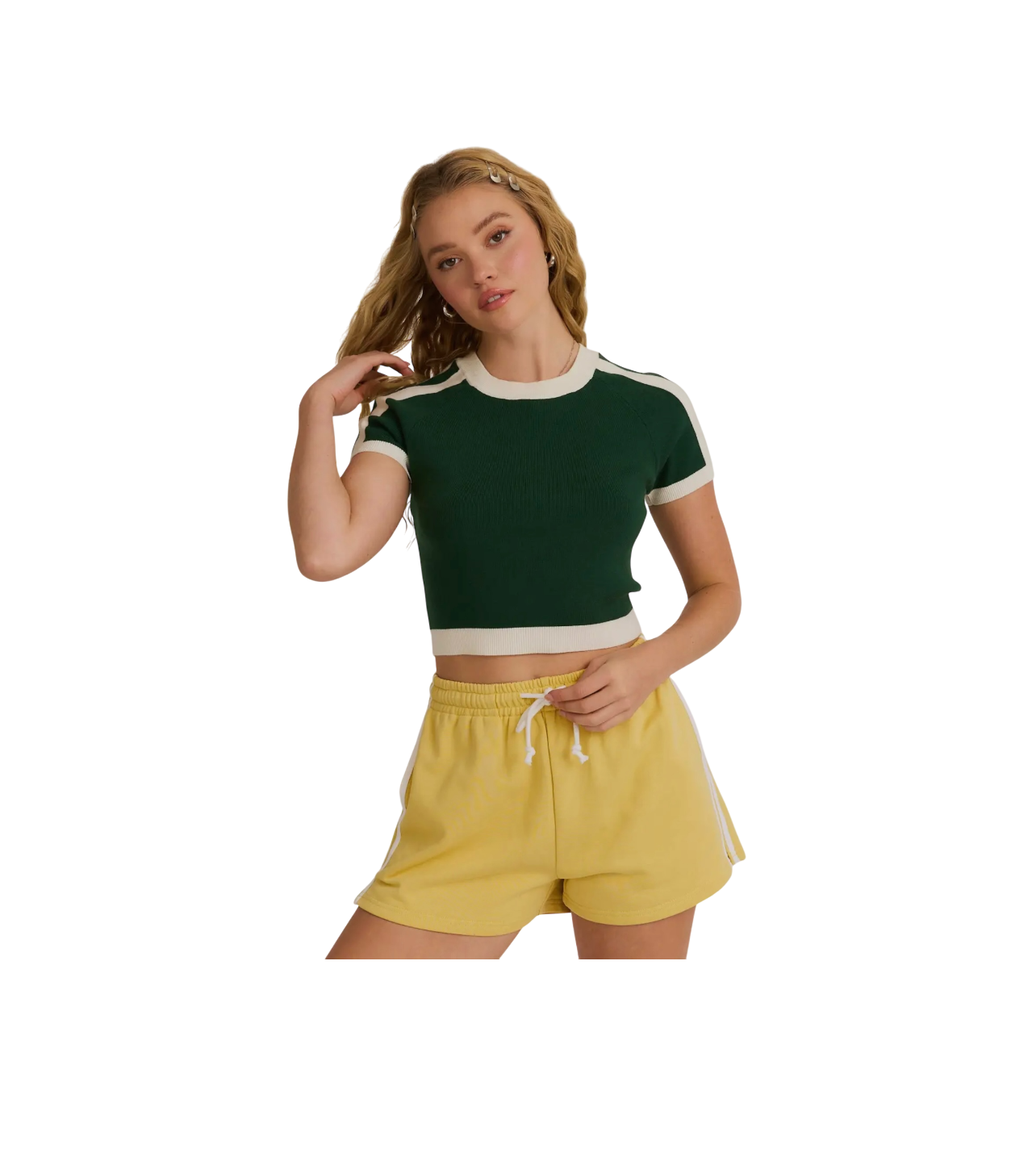 Le Lis Short Sleeve Sweater Top Green