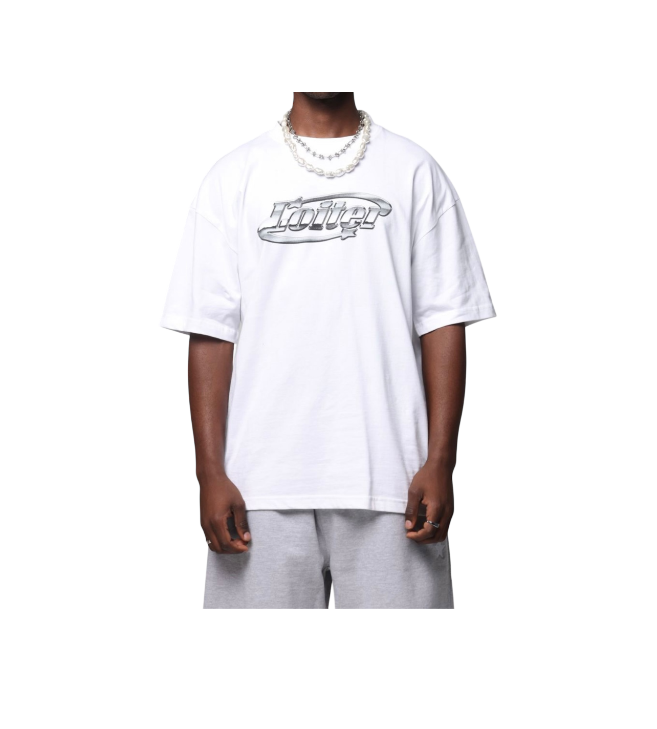 Loiter White Chrome Tee