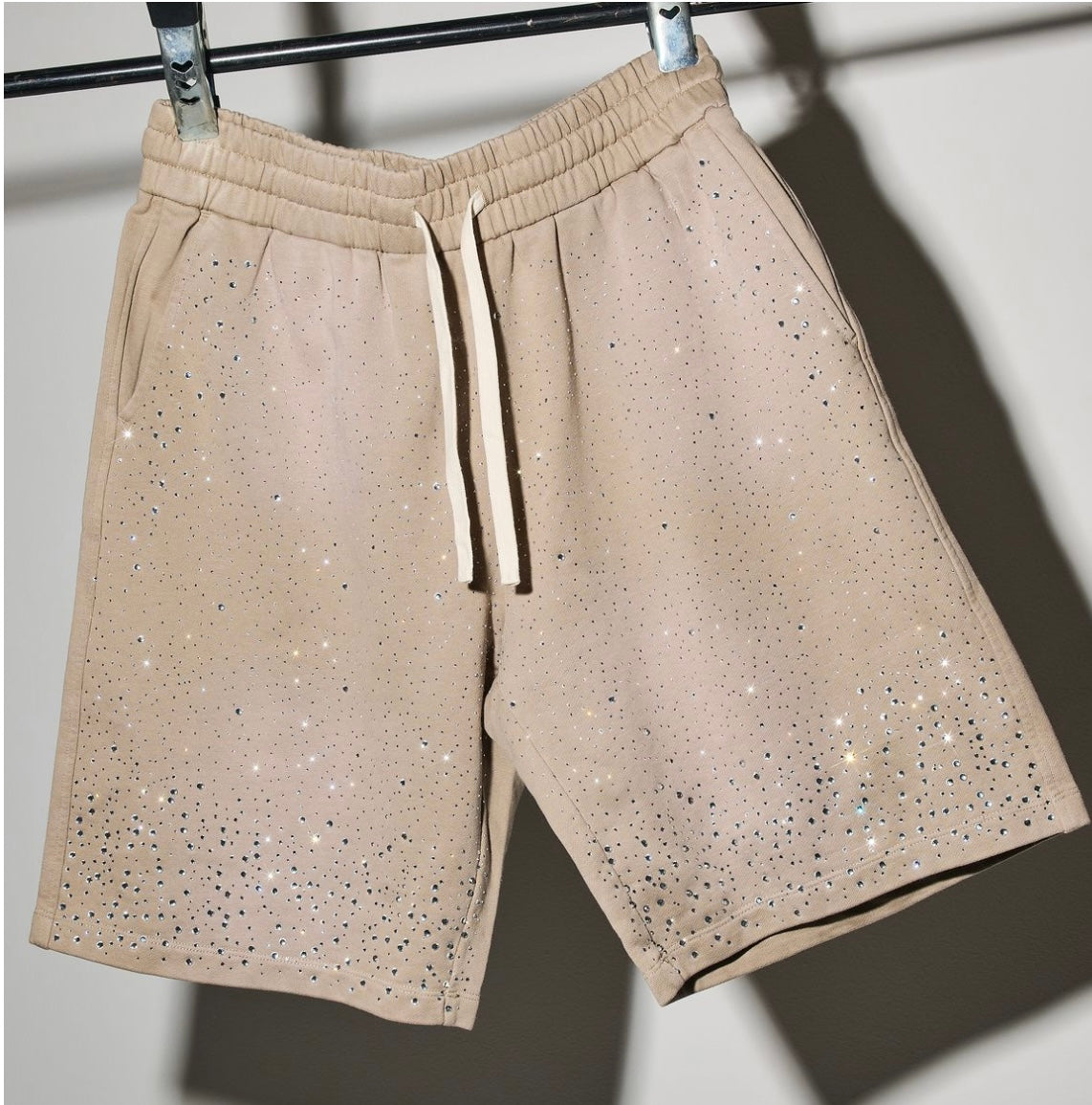 DUAA “Enlighten” Tan Rhinestone Shorts