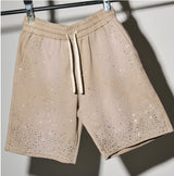 DUAA “Enlighten” Tan Rhinestone Shorts