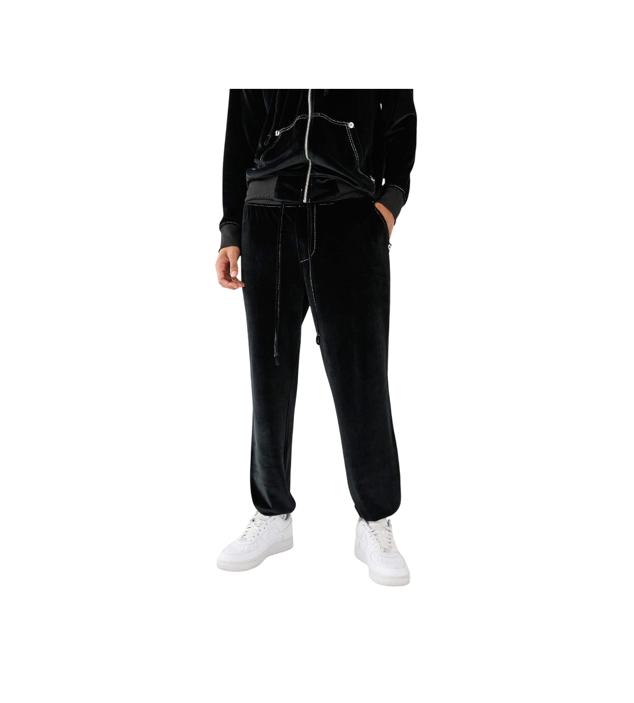 True Religion Velour Sweatpants Triple Black
