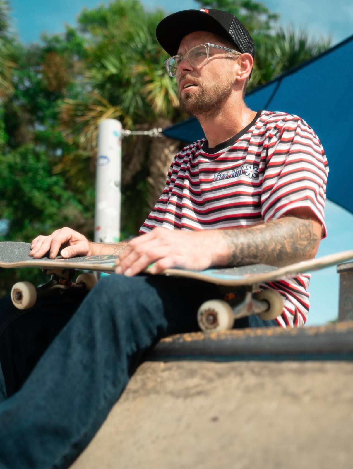4.0 Streetwear Co Striped Tee Red