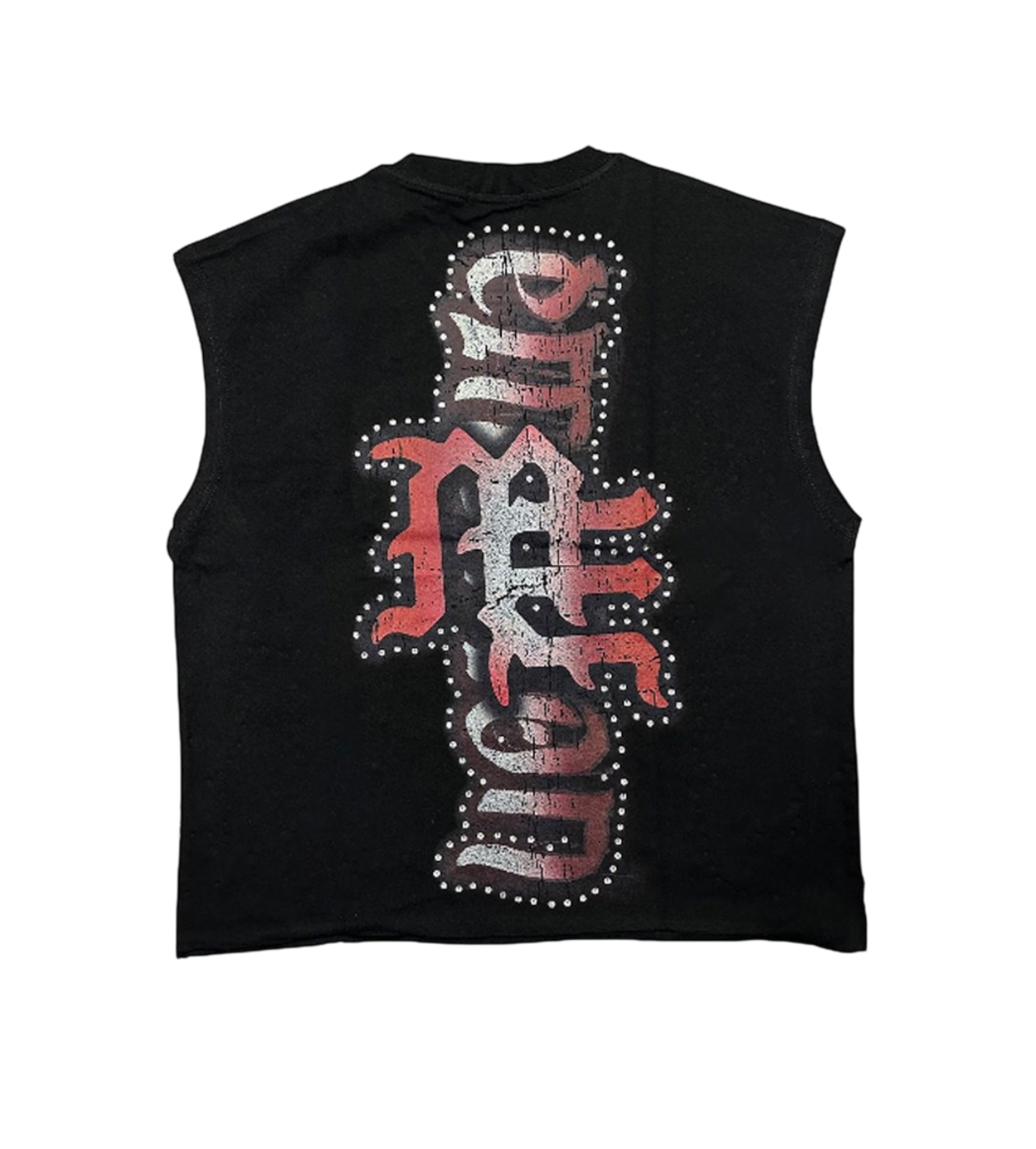 Mixed Emotions Angel Rhinestone Cut Off Black