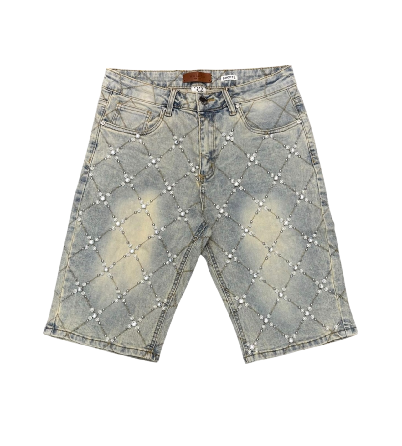 Waimea Studded Pearl Short Light Wash