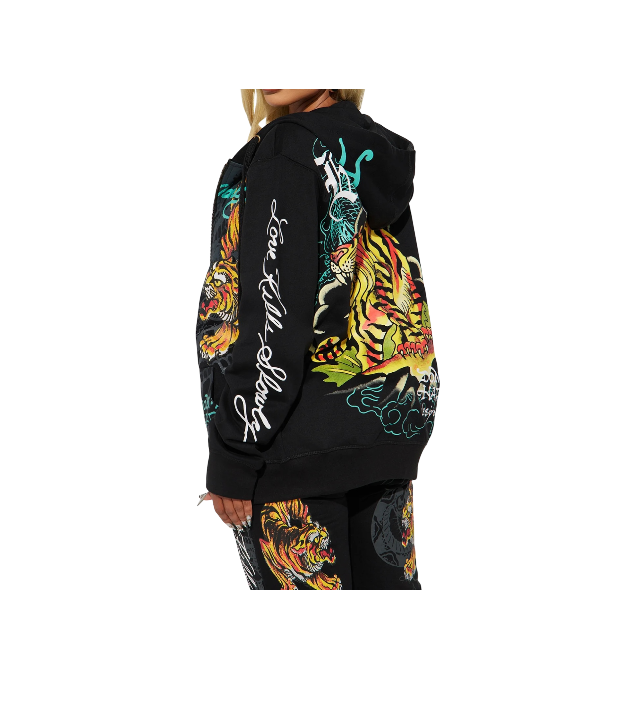 Ed Hardy Black All Over Zip Tiger
