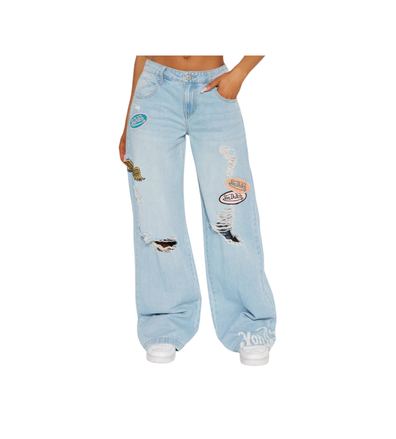 Von Dutch Patchwork Wide Leg Denim