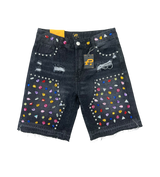Politics Gemstone Jean Shorts Black