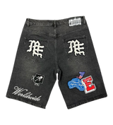 Mixed Emotions Patch Black Denim Shorts