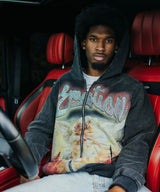 Mixed Emotions Rhinestone Angel Hoodie Red/Black