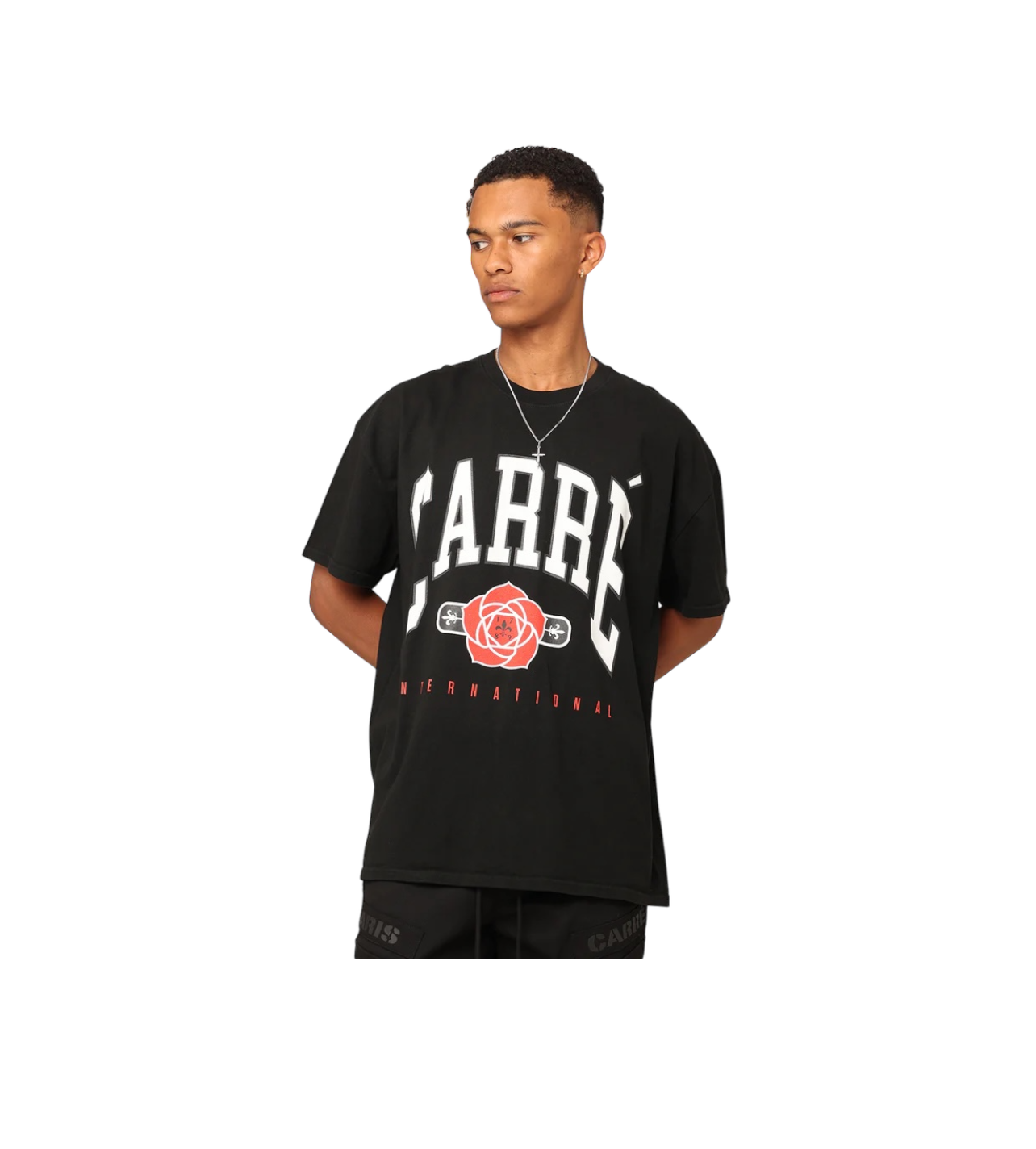 Carre Rose Tee Black