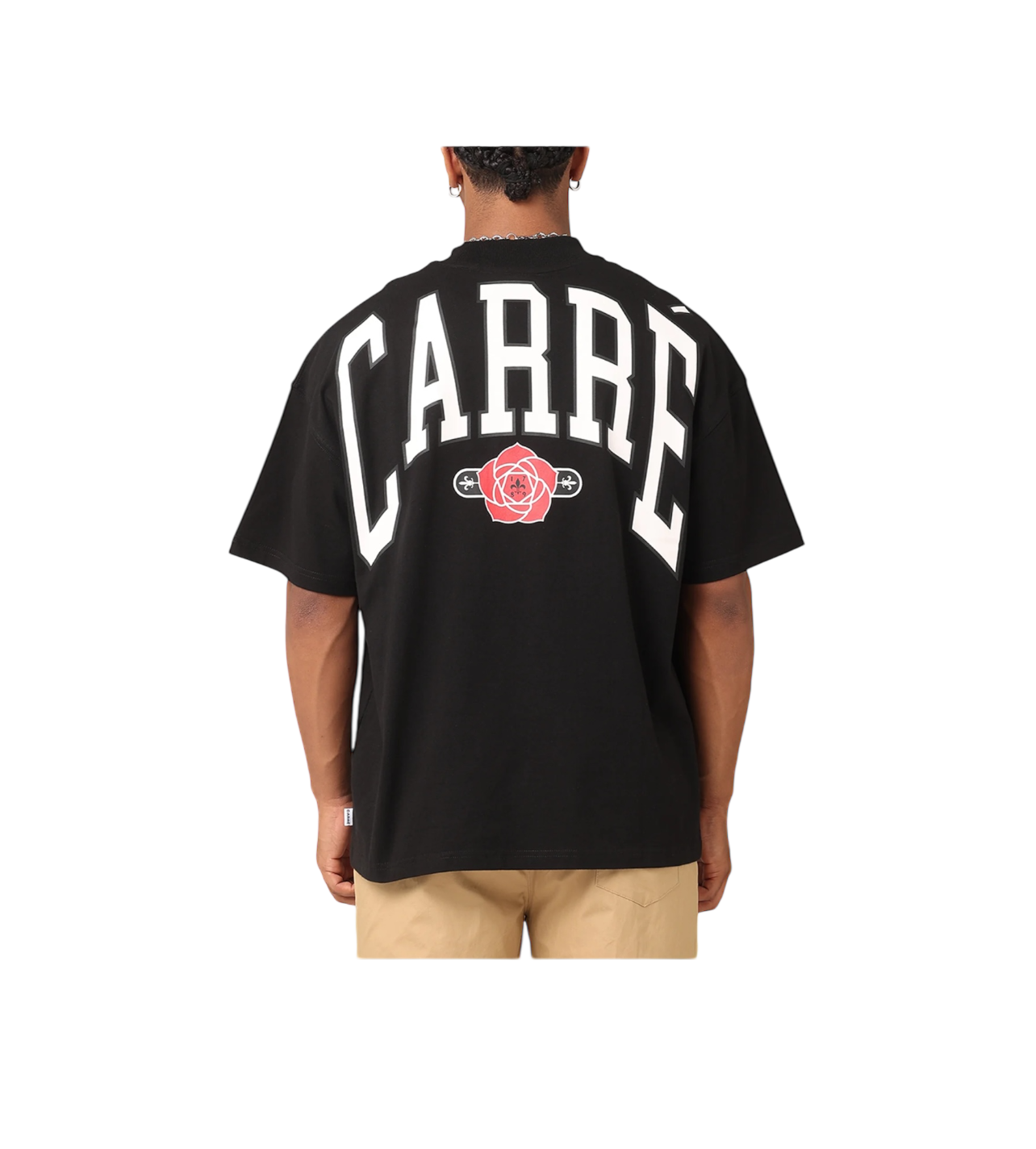 Carre Shoulder Rose Tee Black