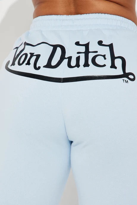 Von Dutch Blue Wide Leg Rhinestone Sweats