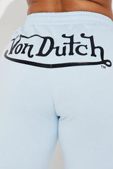 Von Dutch Blue Wide Leg Rhinestone Sweats